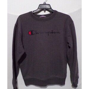 Champion Sweatshirt Mens Size Medium M Dark Gray Powerblend Logo Crewneck Fleece